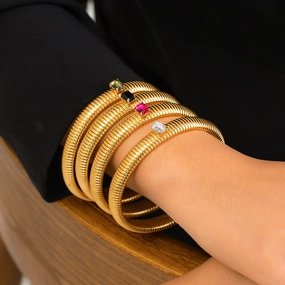 Wholesale Punk Retro Colored Zircon Iron Bracelet