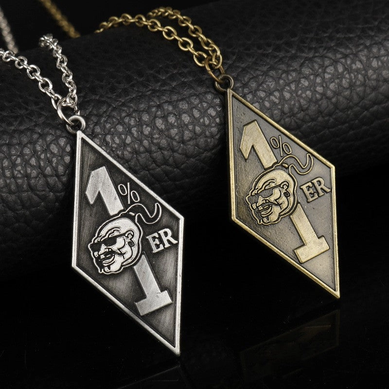 Wholesale Punk Retro Fashion Portrait Pendant Diamond Tag Alloy Necklace
