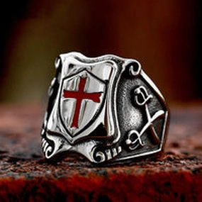 Wholesale Punk shield cross dripping rubber ring