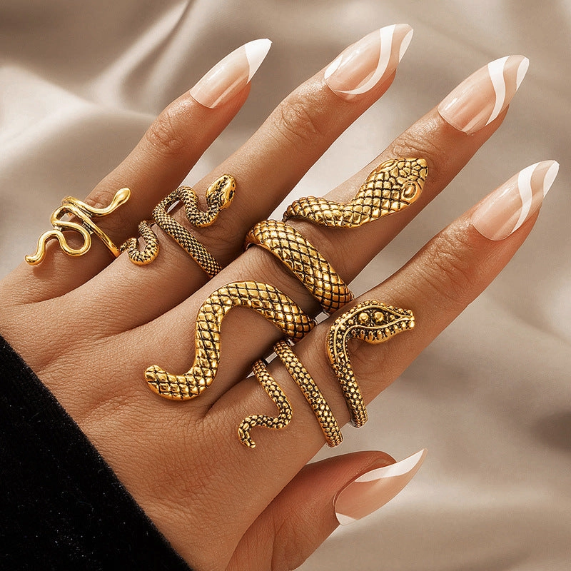 Wholesale Punk Snake Vintage Four-Piece Set Alloy Ring