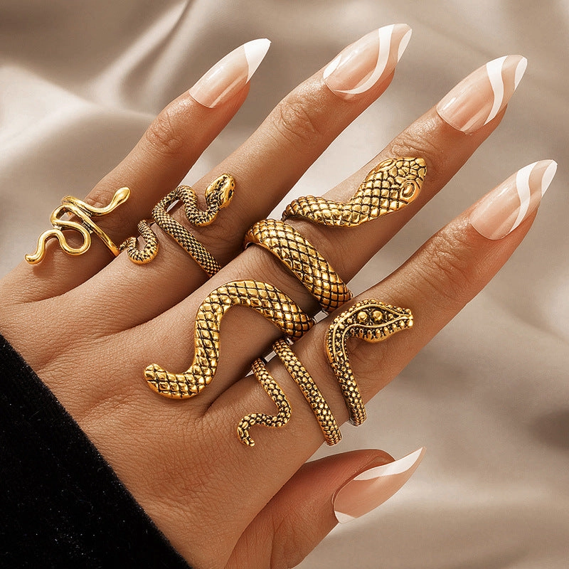Wholesale Punk Snake Vintage Four-Piece Set Alloy Ring