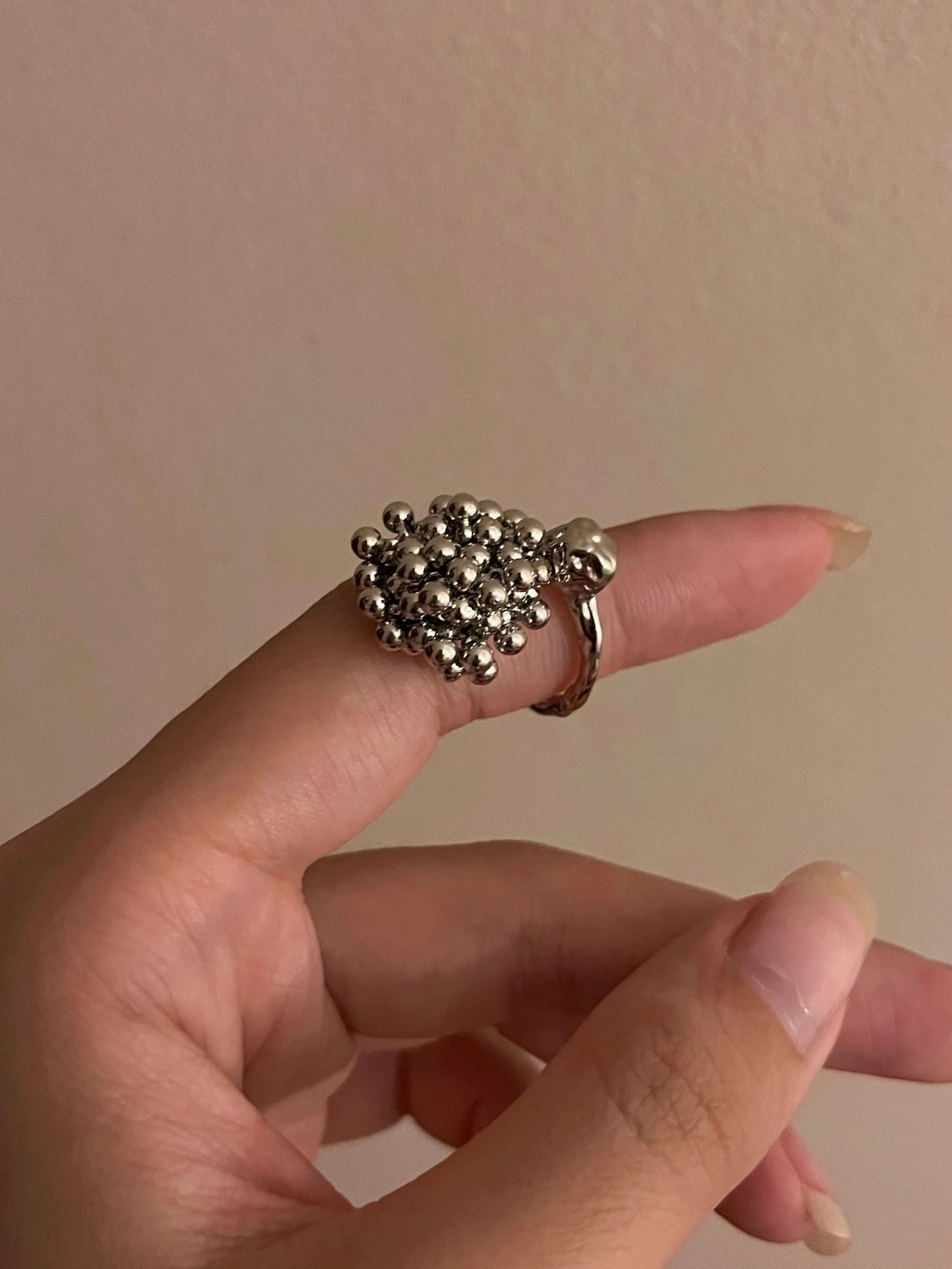 Wholesale Punk style metal texture retro blue crystal inlaid open ring