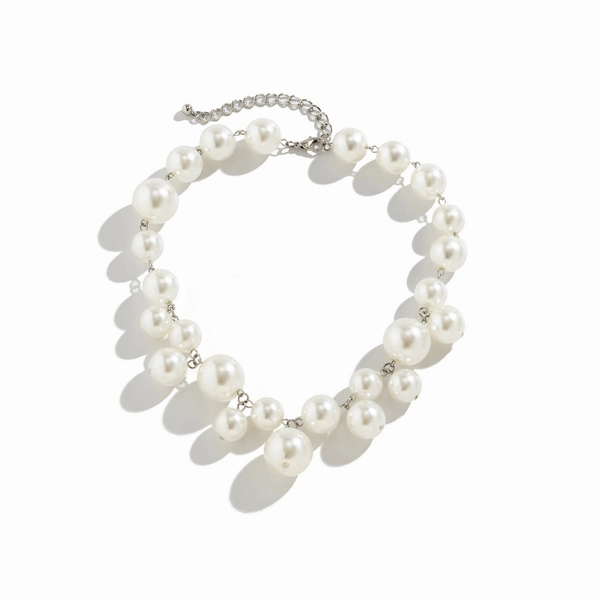 Wholesale Punk Style Round Bead Imitation Pearl Tassel Plastic Necklace