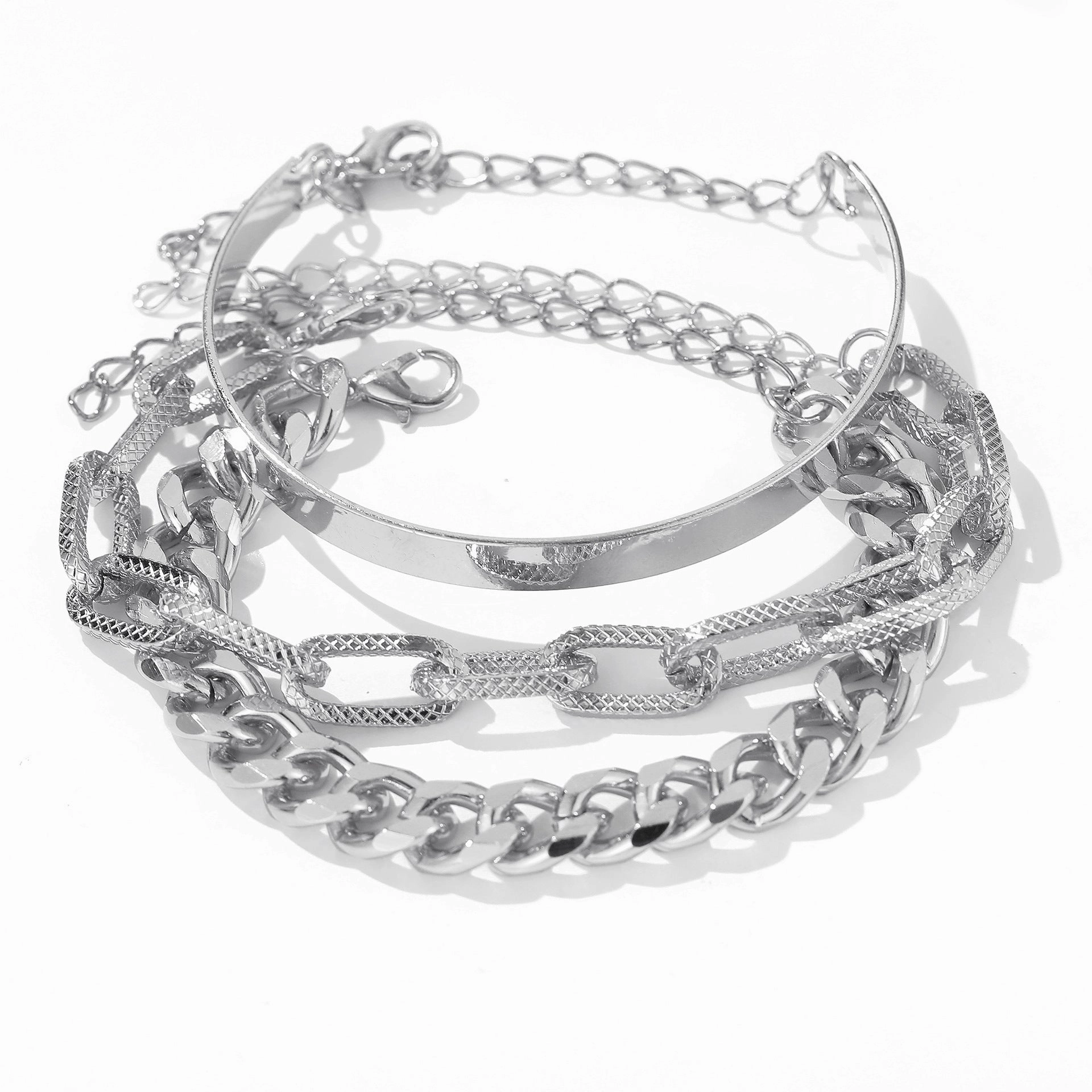 Wholesale Punk Wind Flat Snake Bone Chain Multilayer Thick Chain Bracelet