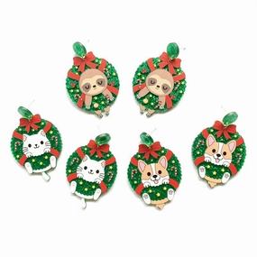 Wholesale Puppy, Kitten, Sloth, Christmas Wreath, Bow Tie, Acrylic Earrings