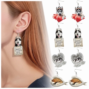 Wholesale Puppy Love Bookstore Creative Acrylic Earrings