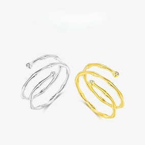 Wholesale Pure Silver Simple Bamboo Multi-layered Line Rings
