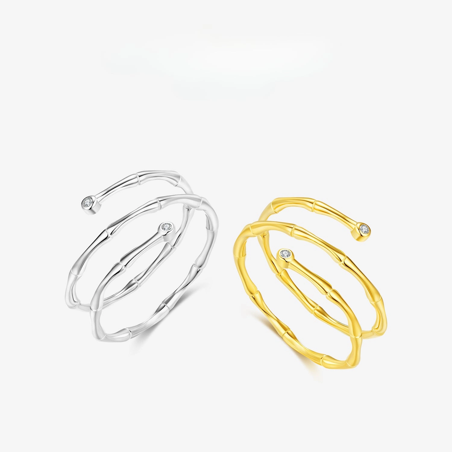Wholesale Pure Silver Simple Bamboo Multi-layered Line Rings