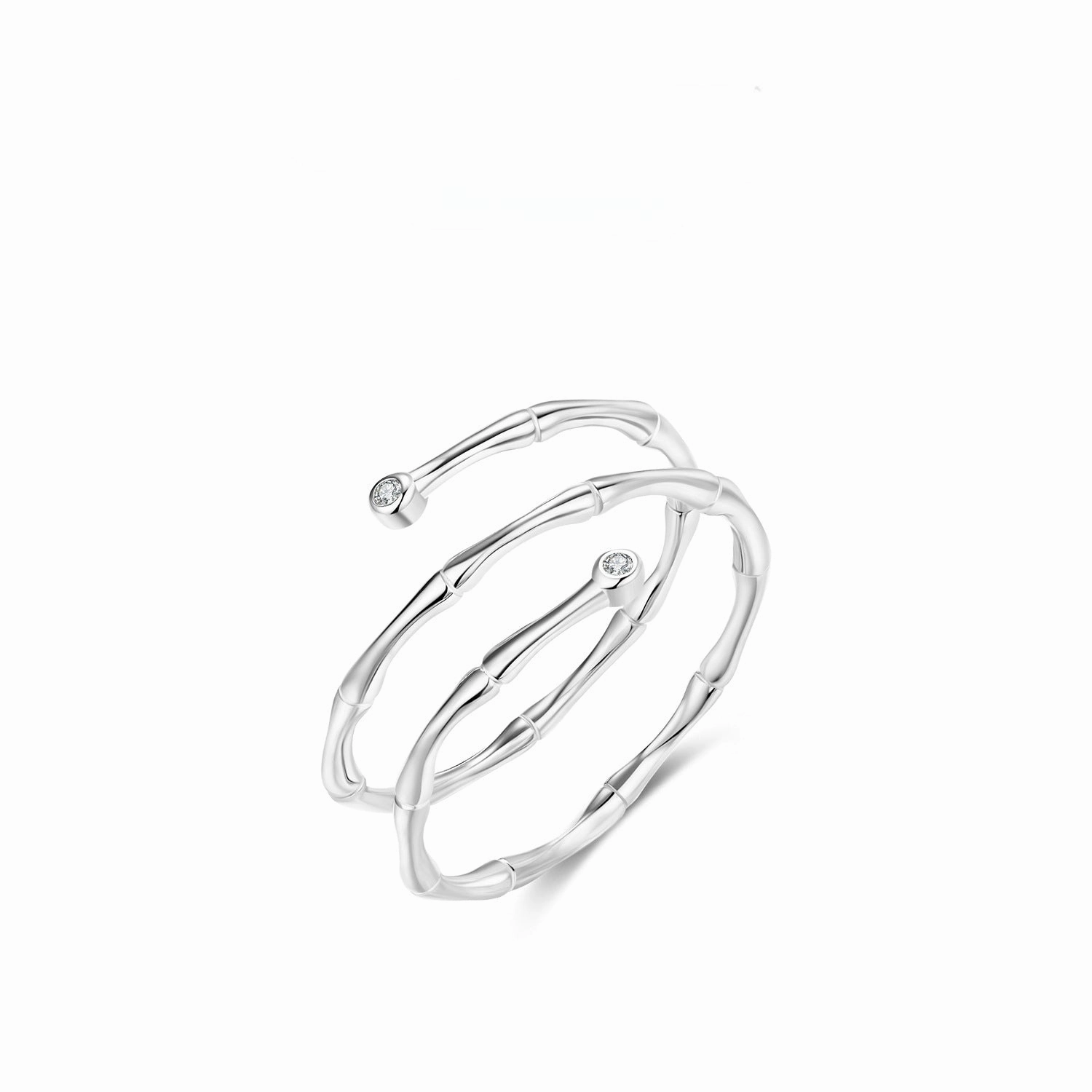 Wholesale Pure Silver Simple Bamboo Multi-layered Line Rings