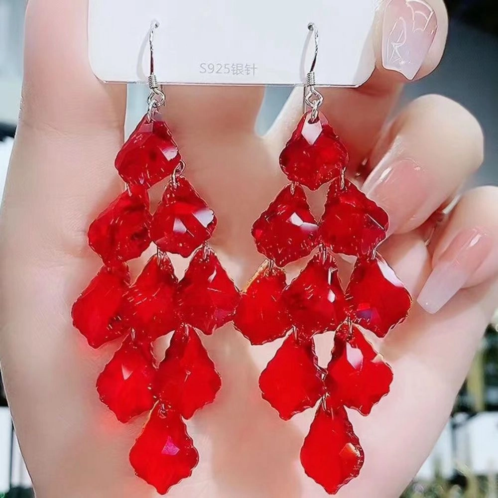Wholesale Purple Crystal Red Crystal Pendant Hypoallergenic Earrings