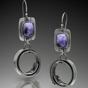 Wholesale Purple Gemstone Alloy Earrings
