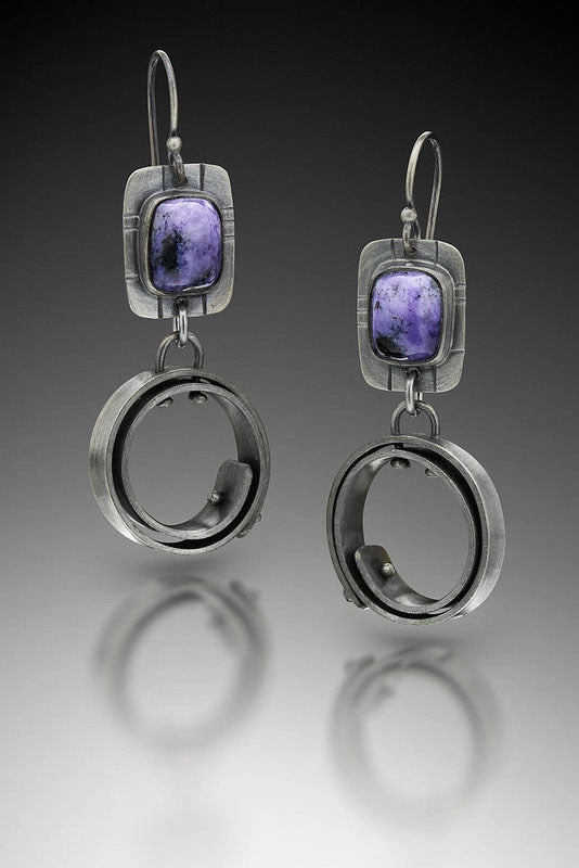 Wholesale Purple Gemstone Alloy Earrings