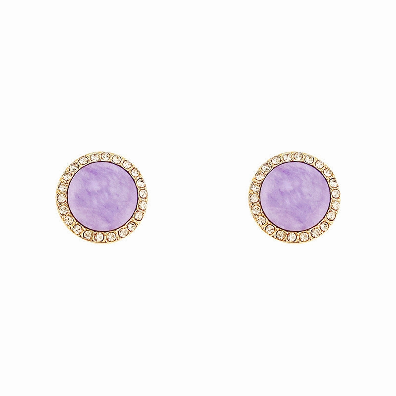 Wholesale Purple Geometric Full Diamond Alloy Earrings