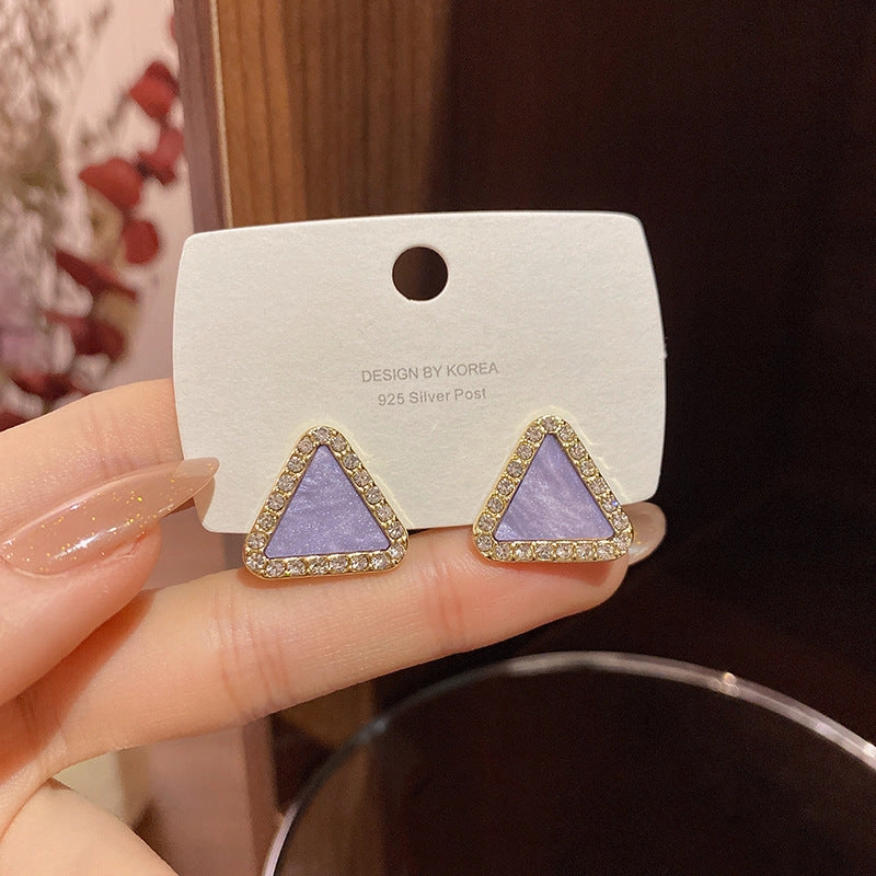 Wholesale Purple Geometric Full Diamond Alloy Earrings