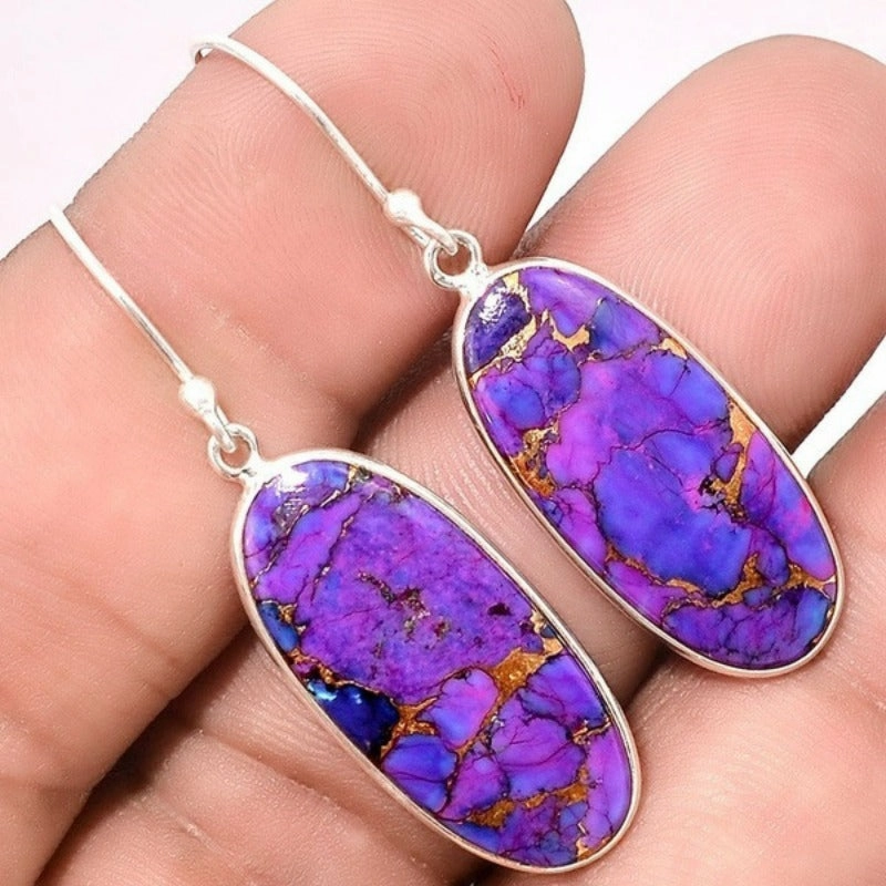 Wholesale Purple Style Stone Earrings Vintage Jewelry