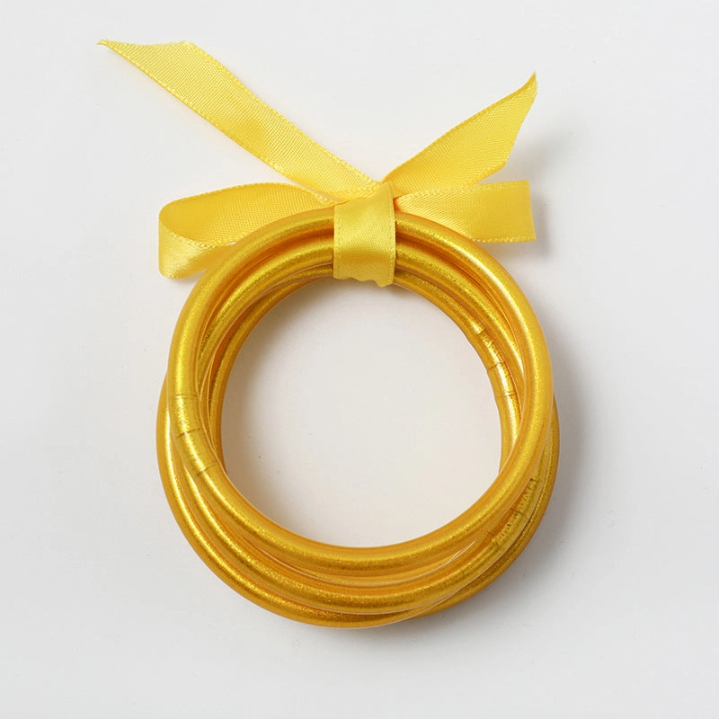 Wholesale PVC Silicone Tube Gold Foil Bracelet
