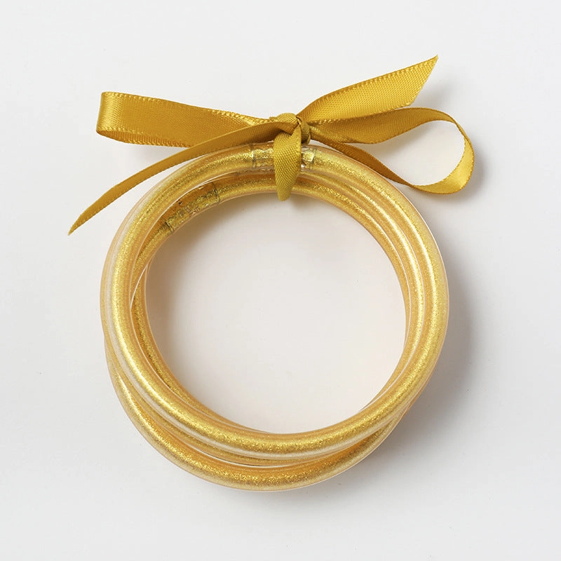 Wholesale PVC Silicone Tube Gold Foil Bracelet