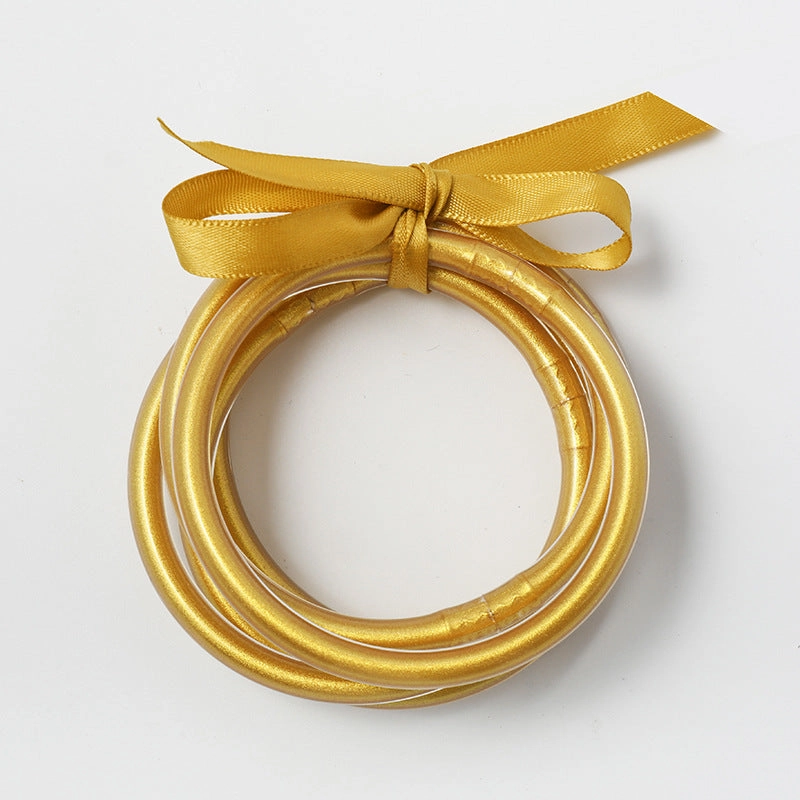 Wholesale PVC Silicone Tube Gold Foil Bracelet