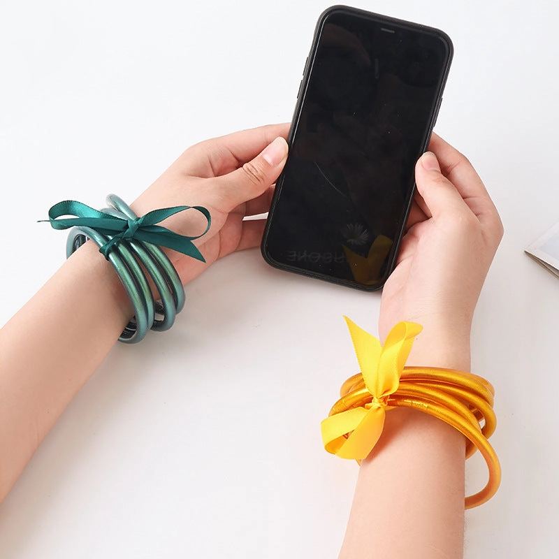 Wholesale PVC Silicone Tube Gold Foil Bracelet