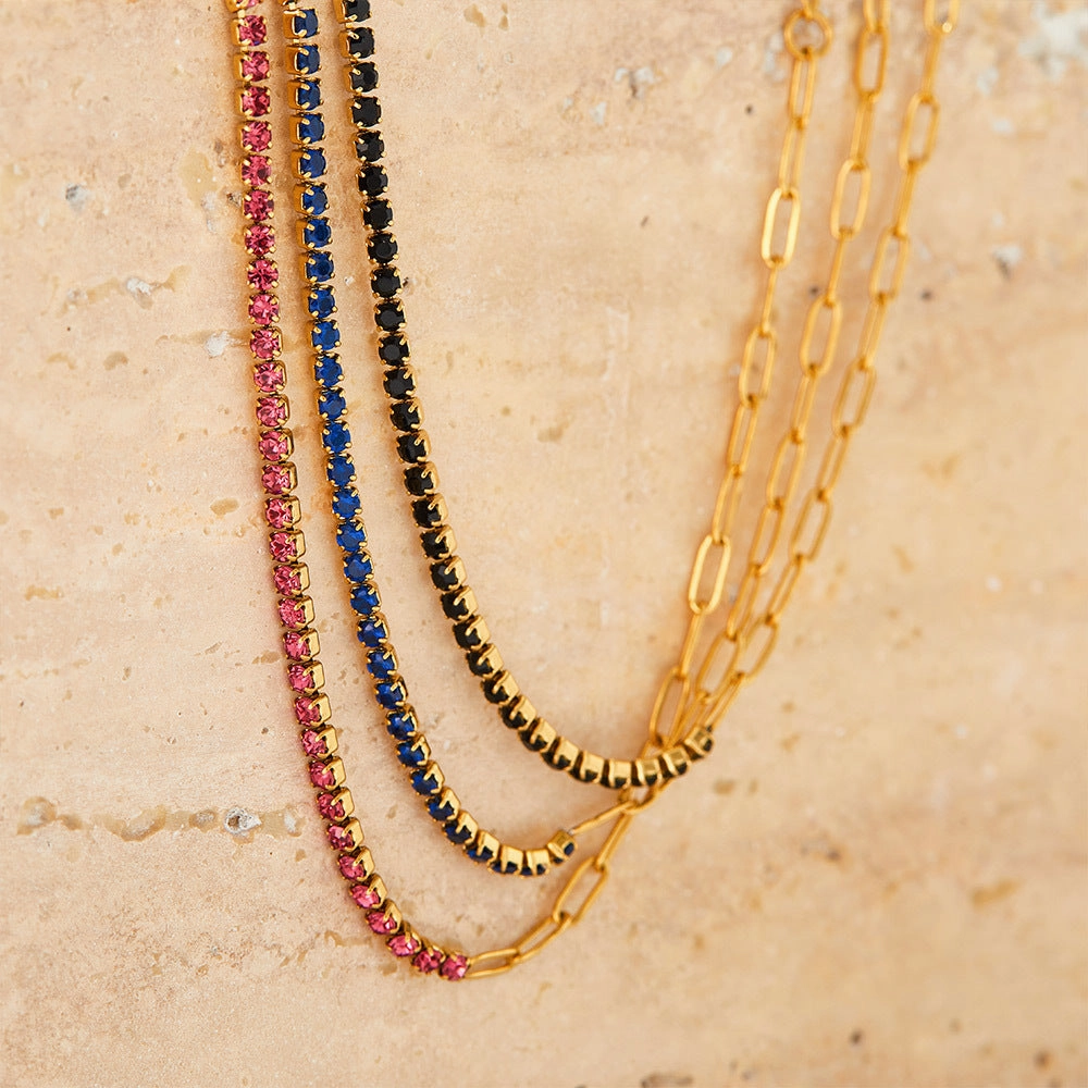 Wholesale PVD stainless steel zircon vacuum gold-plated exquisite bracelet