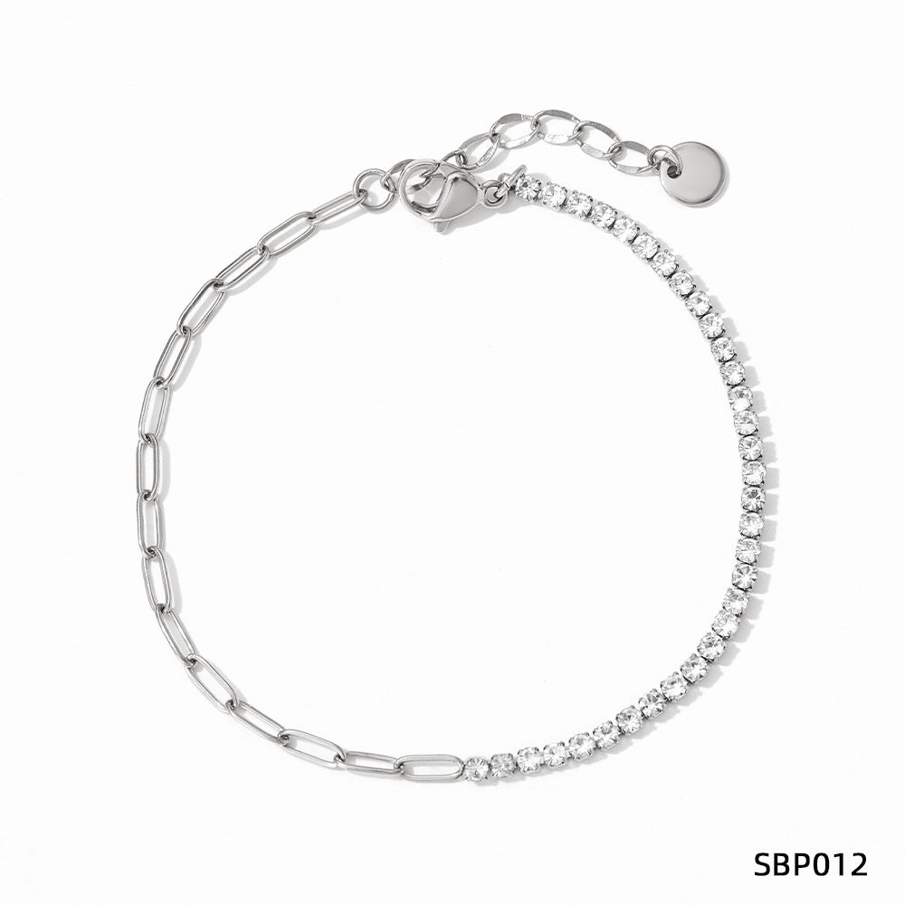 Wholesale PVD stainless steel zircon vacuum gold-plated exquisite bracelet