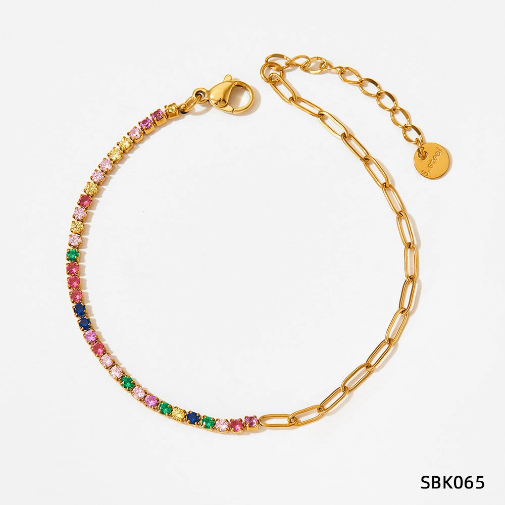 Wholesale PVD stainless steel zircon vacuum gold-plated exquisite bracelet
