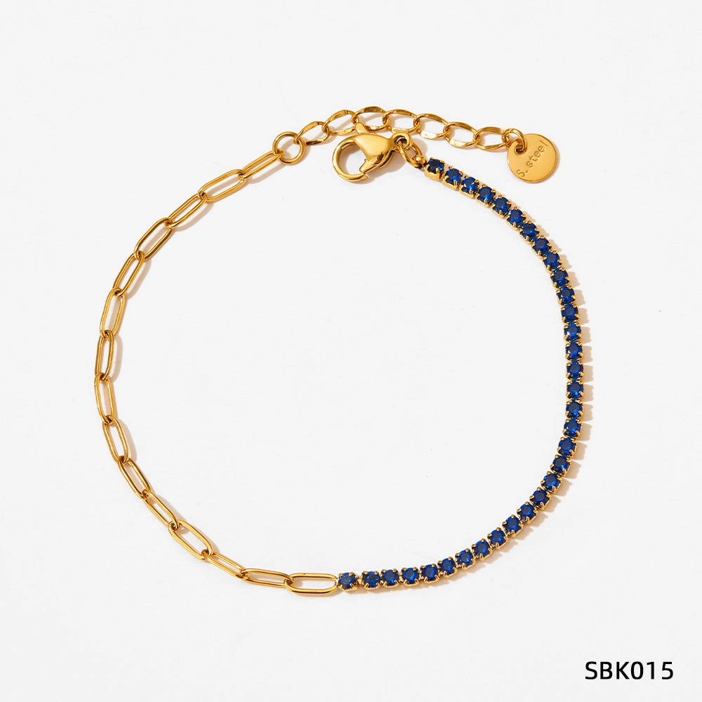 Wholesale PVD stainless steel zircon vacuum gold-plated exquisite bracelet