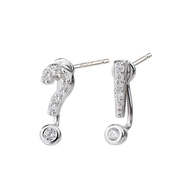 Wholesale Question Mark Exclamation Mark 925 Silver Needle Alloy Earrings