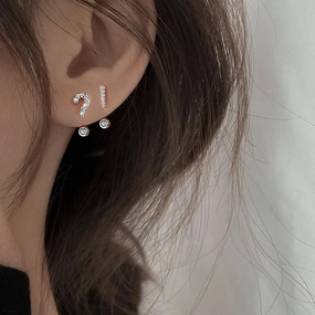 Wholesale Question Mark Exclamation Mark 925 Silver Needle Alloy Earrings