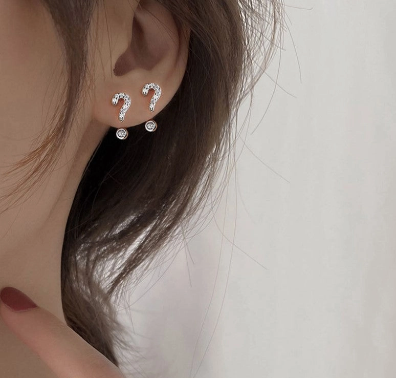 Wholesale Question Mark Exclamation Mark 925 Silver Needle Alloy Earrings