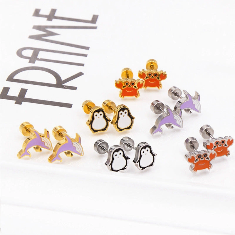 Wholesale Rabbit Animal Stainless Steel Earrings