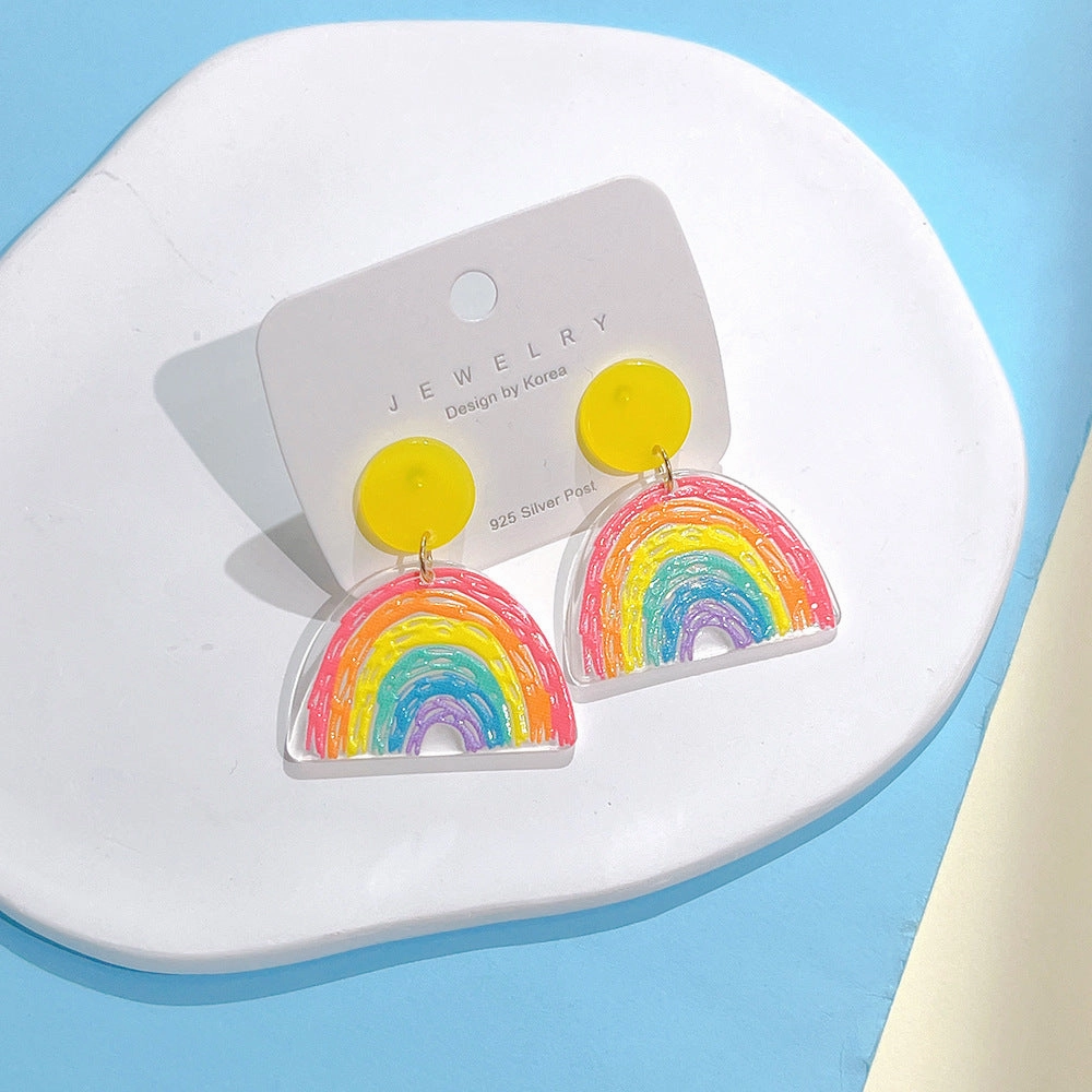 Wholesale Rainbow Acrylic Irregular Colorful Earrings