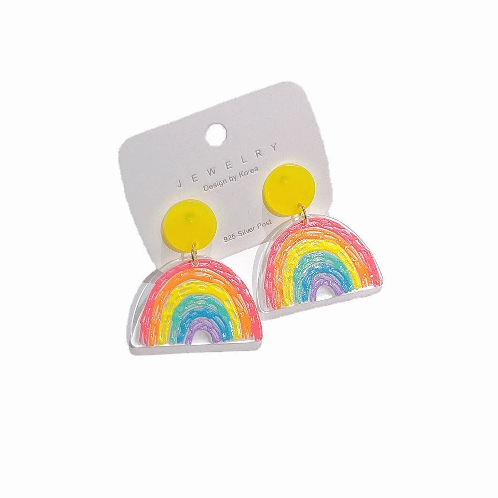 Wholesale Rainbow Acrylic Irregular Colorful Earrings