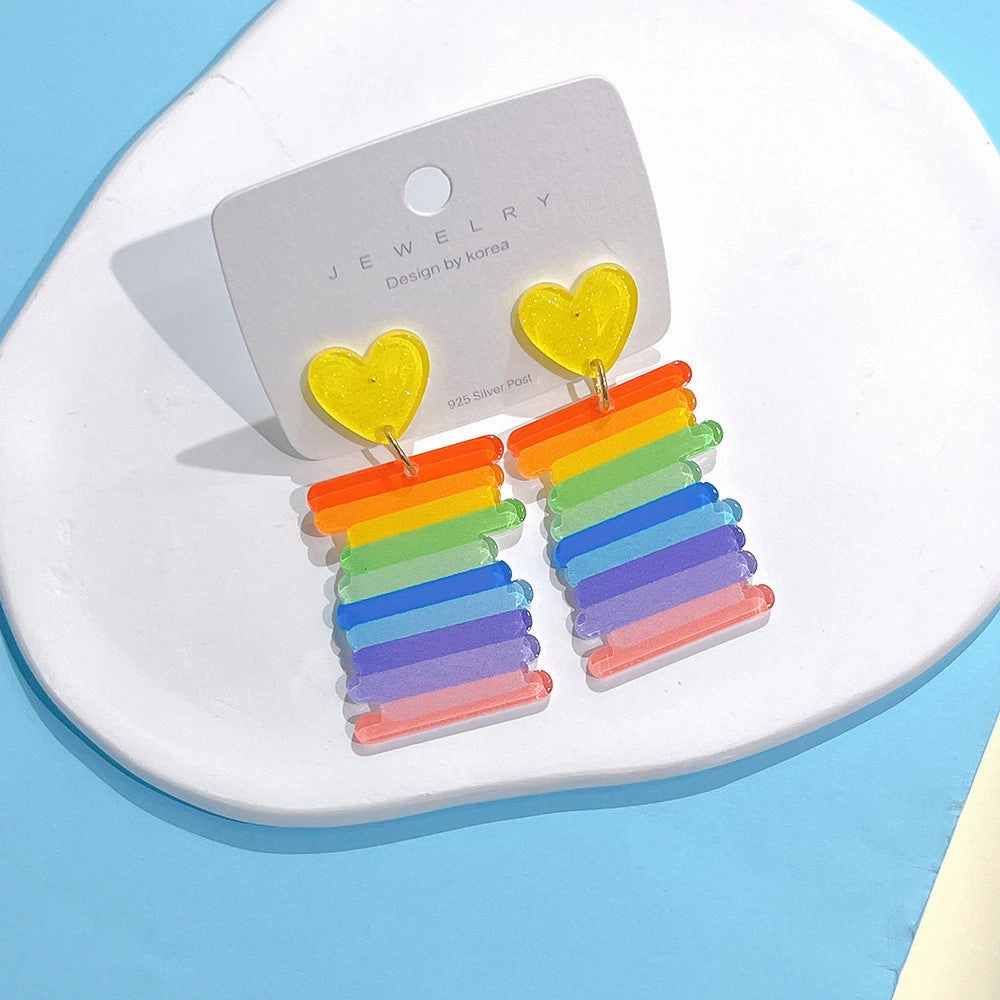 Wholesale Rainbow Acrylic Irregular Colorful Earrings