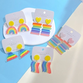 Wholesale Rainbow Acrylic Irregular Colorful Earrings