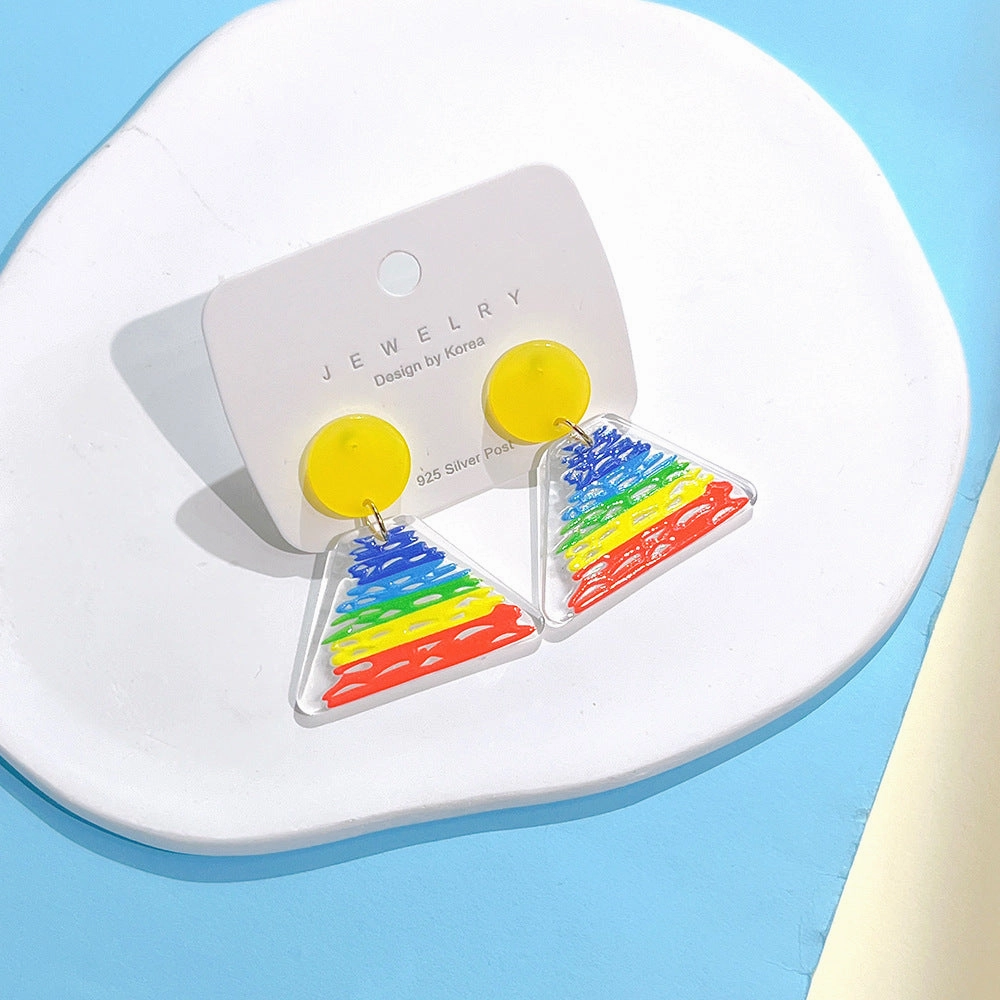 Wholesale Rainbow Acrylic Irregular Colorful Earrings