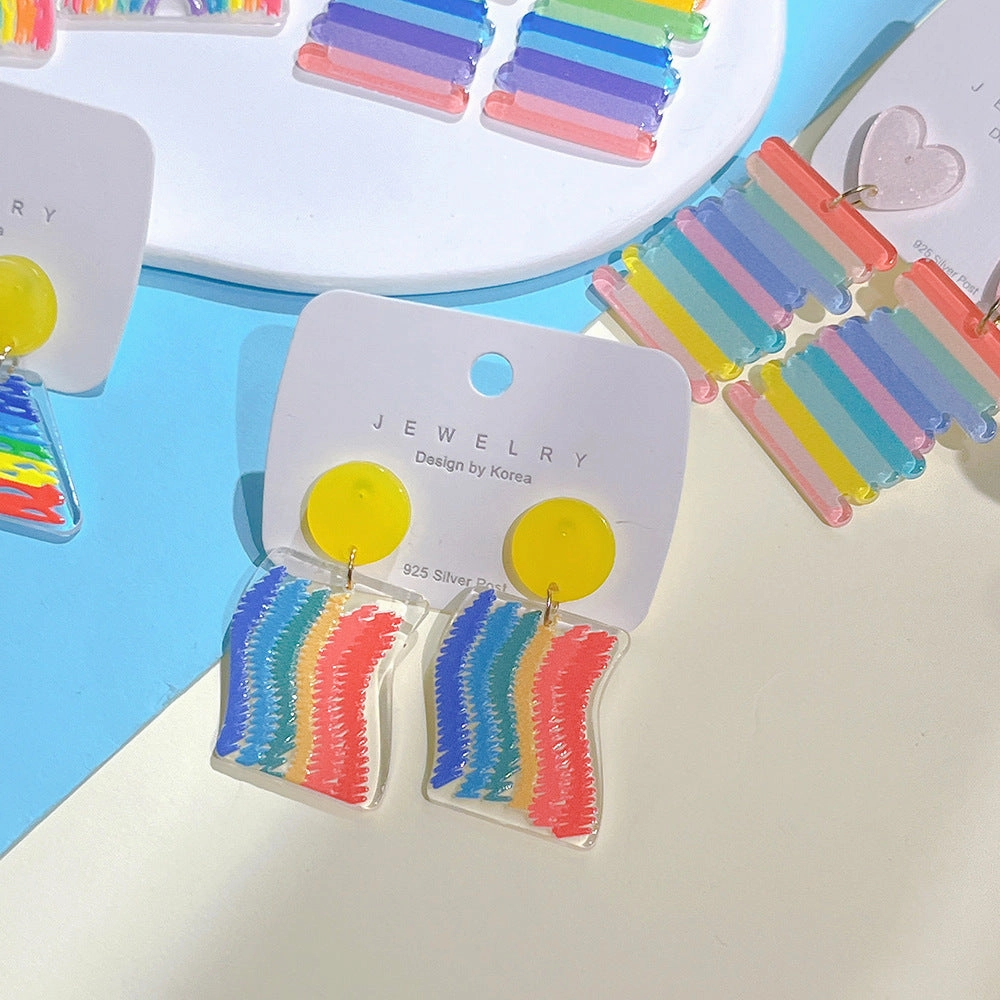 Wholesale Rainbow Acrylic Irregular Colorful Earrings