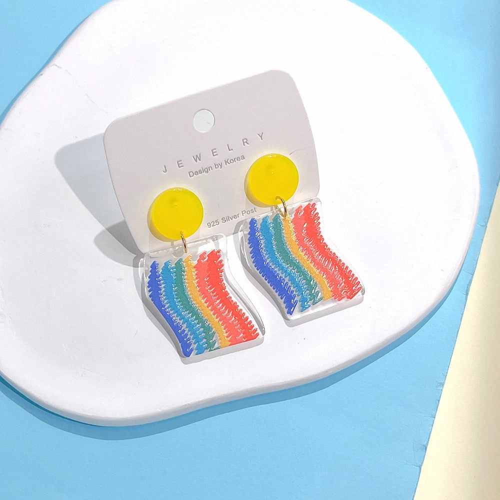 Wholesale Rainbow Acrylic Irregular Colorful Earrings