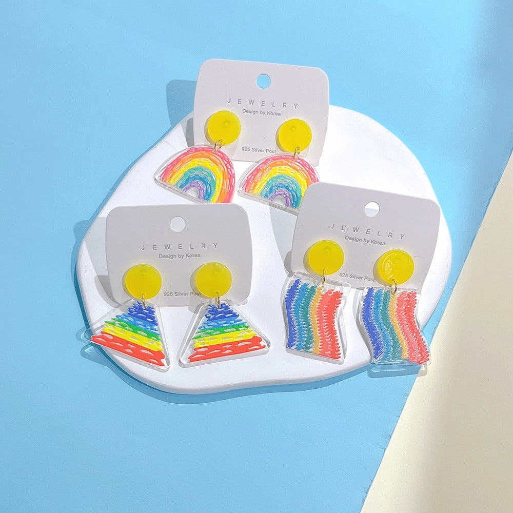 Wholesale Rainbow Acrylic Irregular Colorful Earrings