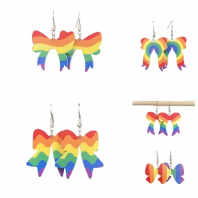Wholesale Rainbow Acrylic Valentine's Day Six Color Bow Earrings