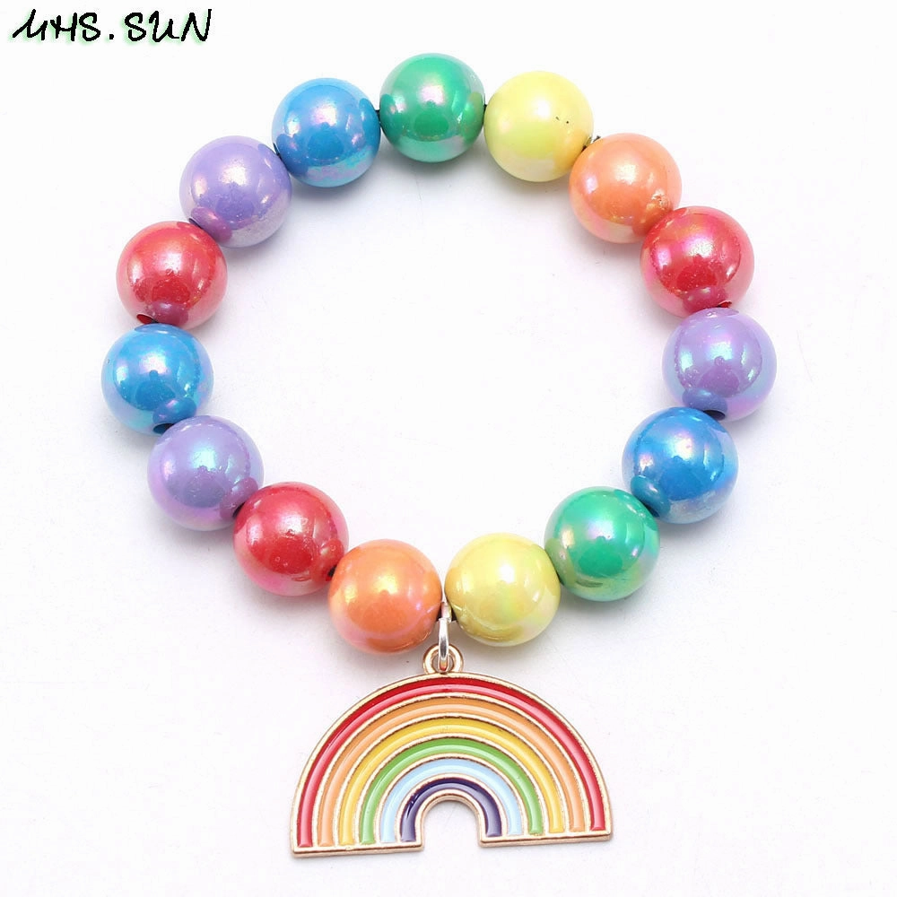 Wholesale Rainbow Beaded Alloy Kids Bracelet