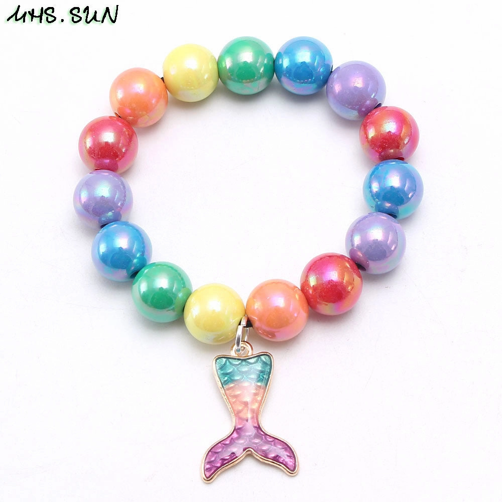 Wholesale Rainbow Beaded Alloy Kids Bracelet
