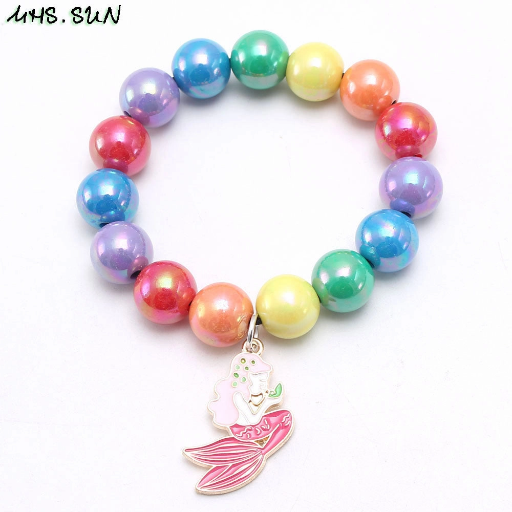 Wholesale Rainbow Beaded Alloy Kids Bracelet