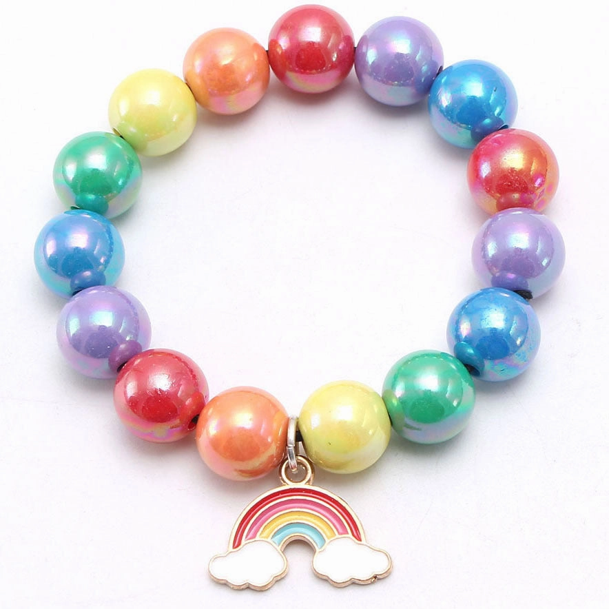 Wholesale Rainbow Beaded Alloy Kids Bracelet