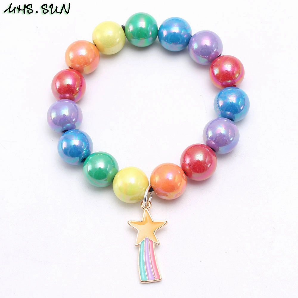 Wholesale Rainbow Beaded Alloy Kids Bracelet