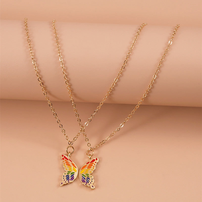 Wholesale Rainbow Butterfly Alloy Necklaces Set