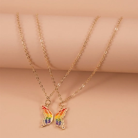 Wholesale Rainbow Butterfly Alloy Necklaces Set