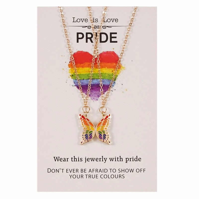 Wholesale Rainbow Butterfly Alloy Necklaces Set