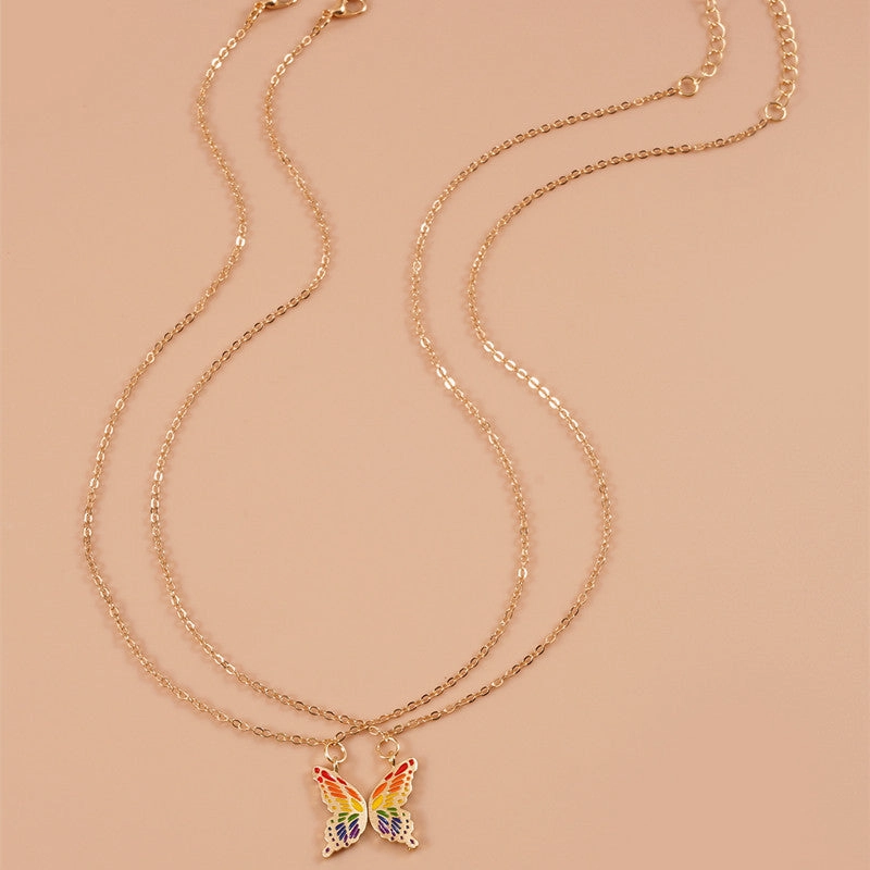 Wholesale Rainbow Butterfly Alloy Necklaces Set