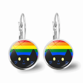 Wholesale Rainbow Cat Alloy Earrings